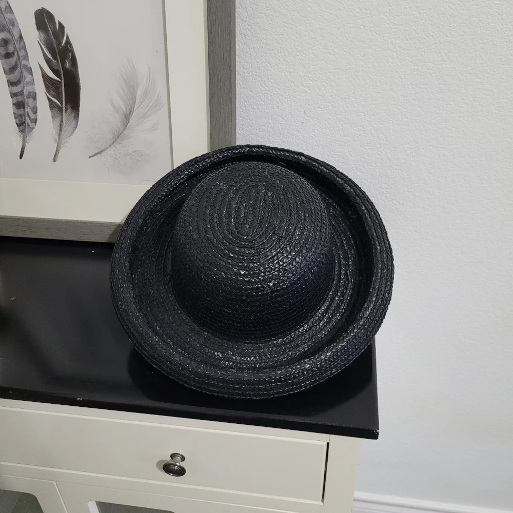100% black vintage straw hat - Picture 6 of 6